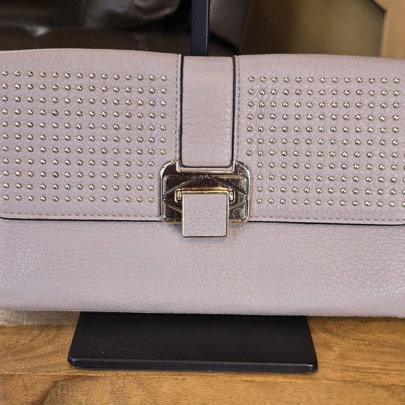 Rebecca Minkoff Cocoa Lavender  Silvertone Studded Leather Clutch Wallet - Picture 4 of 13